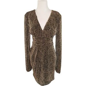 Gold Shimmer Ruched Long Sleeve Bodycon Dress